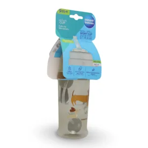 Canpol Babies Non-Spill Sport Cup with Weighted Straw – Beige with Dogs Design