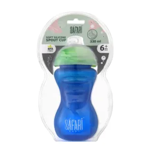 Safari Training cup Silicon spout 330ml 6+m with cover BLUE