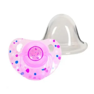 True Silicone Round Pacifier with Shield 0–6m – Pink