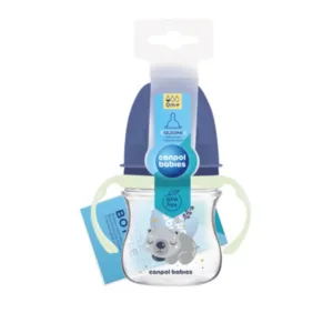 Canpol Babies EasyStart Wide-Neck Bottle 120ml – Sleepy Koala with Glow Handle (0m+) Blue