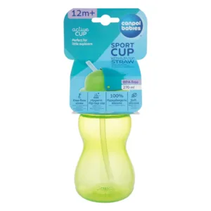 Canpol Babies Sport Cup with Flip-top Straw 270ml - Green