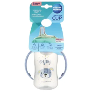 Canpol Babies Training Cup with Silicone Spout 320ml – Blue Dog (6m+)