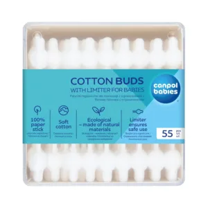 CANPOL BABIES Safe & Hygienic Cotton Paper Sticks for Babies – 55 pcs