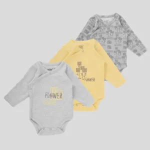 Junior Baby Bodysuit Pack of 3 Long Sleeve