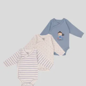 Junior Baby Bodysuit Pack of 3 Long Sleeve