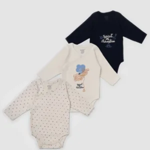 Junior Baby Bodysuit Pack of 3 Long Sleeve
