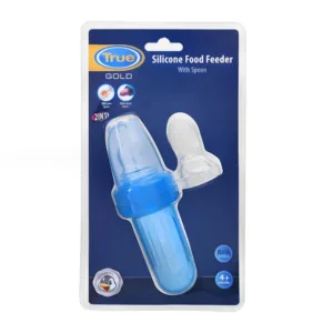 True Silicone Food Feeder 2-in-1 with Spoon – Blue