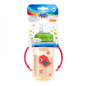 CANPOL BABIES Training cup 320ml silicone mouthpiece, Cute Animals red