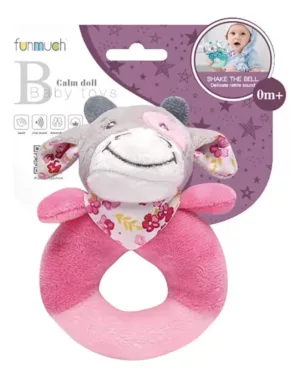 Soft Rattle hand - Pink Cow