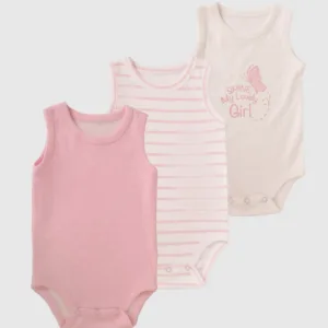 Junior Baby Sleeveless Bodysuit Pack of 3