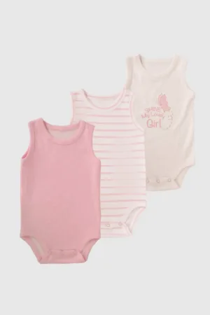 Junior Baby Sleeveless Bodysuit Pack of 3