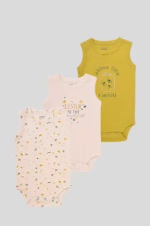 Junior Baby Sleeveless Bodysuit Pack of 3