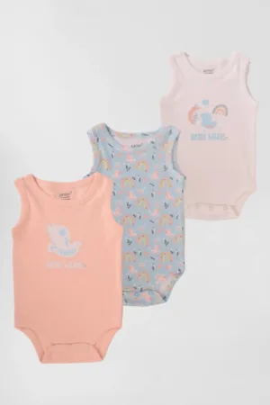 Junior Baby Sleeveless Bodysuit Pack of 3