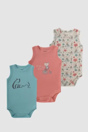 Junior Baby Sleeveless Bodysuit Pack of 3