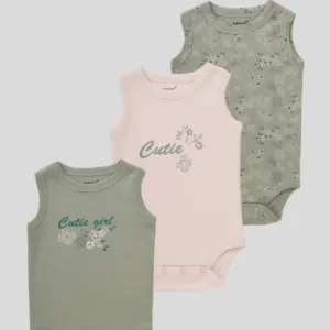 Junior Baby Sleeveless Bodysuit Pack of 3