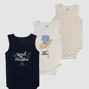 Junior Baby Sleeveless Bodysuit Pack of 3