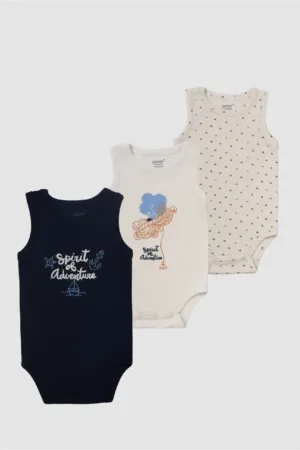 Junior Baby Sleeveless Bodysuit Pack of 3