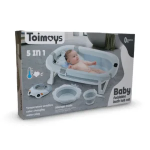Toimoys Baby Foldabte Bath Tub Set - طقم بانيو اطفال مكون من 5 قطع