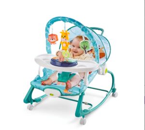 4 in 1 baby rocker with dining chair-كرسي هزاز للأطفال 4 * 1 مع كرسي طعام ، وعجلات وموسيقى