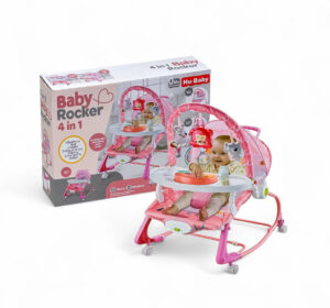 4 in 1 baby rocker with dining chair-كرسي هزاز للأطفال 4 * 1 مع كرسي طعام ، وعجلات وموسيقى