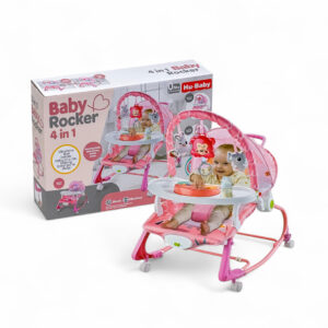 4 in 1 baby rocker with dining chair-كرسي هزاز للأطفال 4 * 1 مع كرسي طعام ، وعجلات وموسيقى