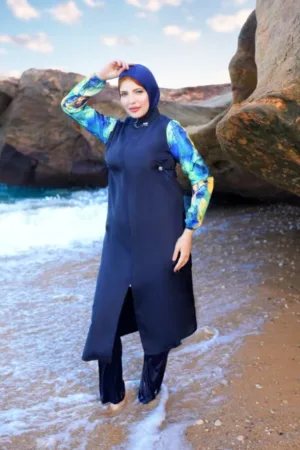 بوركيني حريمي مطبوع من ثلاث قطع موديل 518