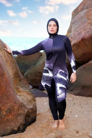 بوركيني حريمي مطبوع من ثلاث قطع موديل 518