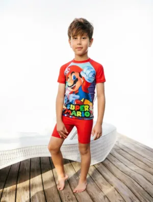 boys swimsuit -  مايوة اولادي قطعتين سوبر ماريو