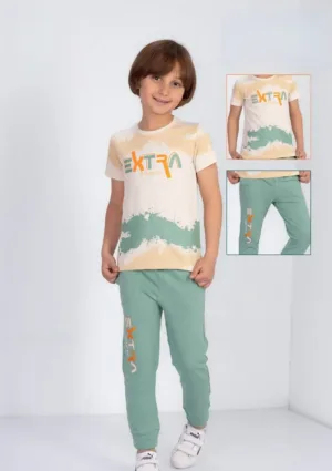 Kids 2-Piece Graphic Set - Cotton T-Shirt & Pant