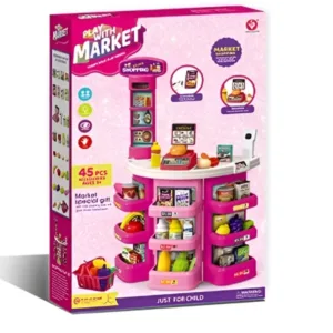 Kids Supermarket Playset With Shopping Cart – 45 Pieces