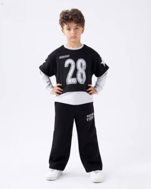 Boys' 2-Piece Streetwear Set – "28" Graphic T-Shirt