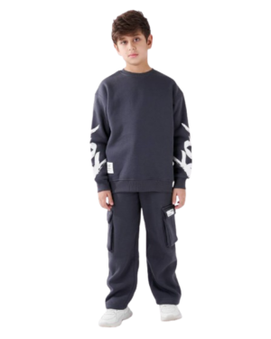 Boys' Casual Tracksuit - Pullover & Wide Cargo Trousers