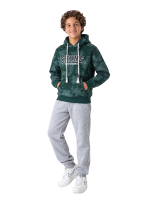 Boys' 2-Piece Tracksuit – Mint Green Graphic Hoodie & Jogger Pants