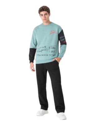 Trendy Youth Oversized Sweatshirt - Retro Scribble Graphic Top