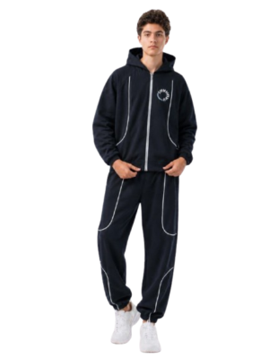Trendy Youth Tracksuit - Navy Pullover Jacket & Matching Pants