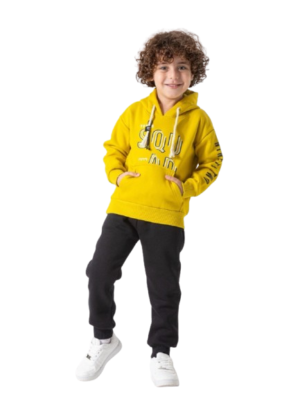 Kids Casual Tracksuit - Green Pullover Hoodie and Sweatpants